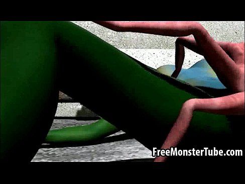 Green 3D babe gets fucked hard by an alien spider - 3 min 7