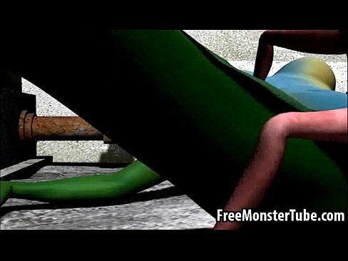 Green 3D babe gets fucked hard by an alien spider - 3 min 9