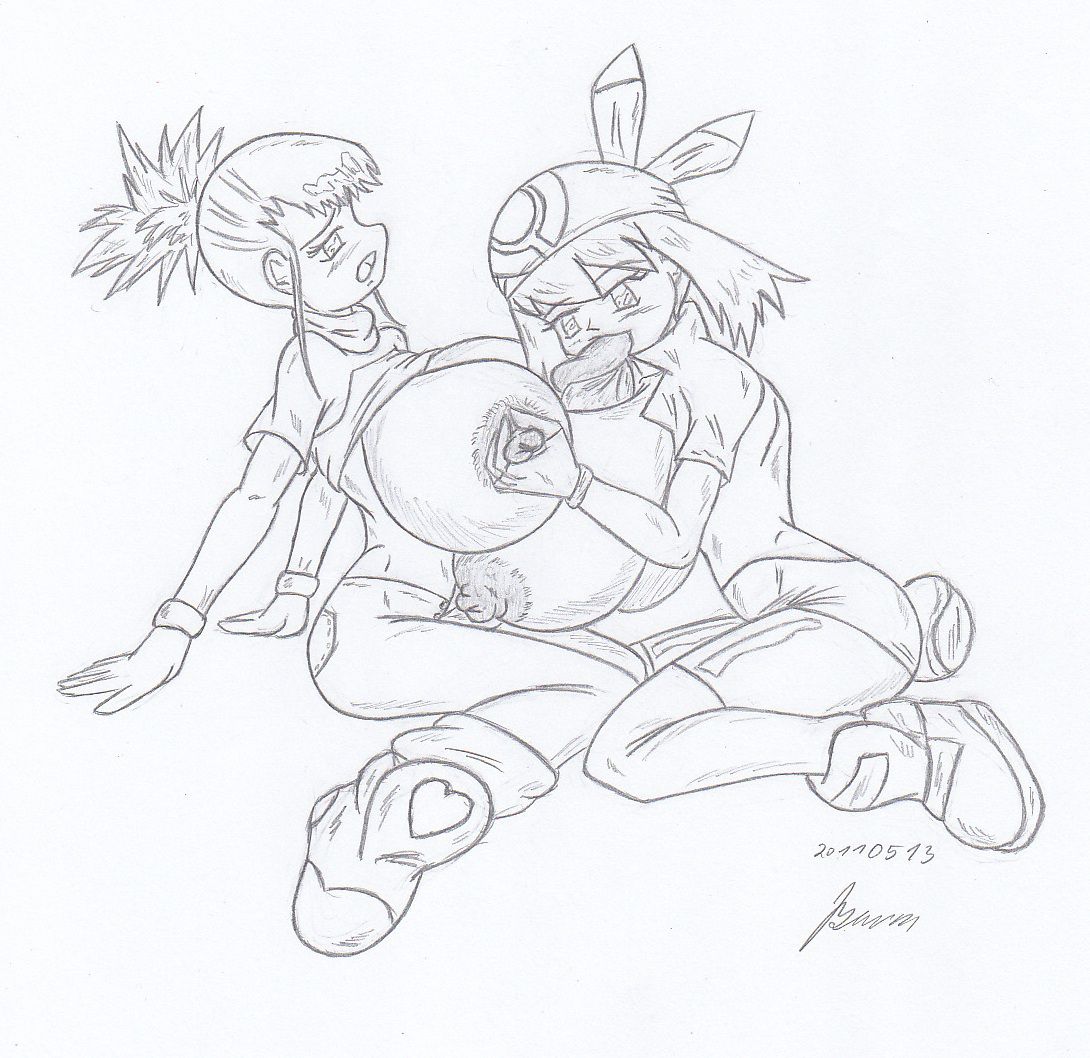 My miny Rika Nonaka_digimon tamers Sketches work_5 -  1/3 (May Milk 2 - Rika meets May) 8