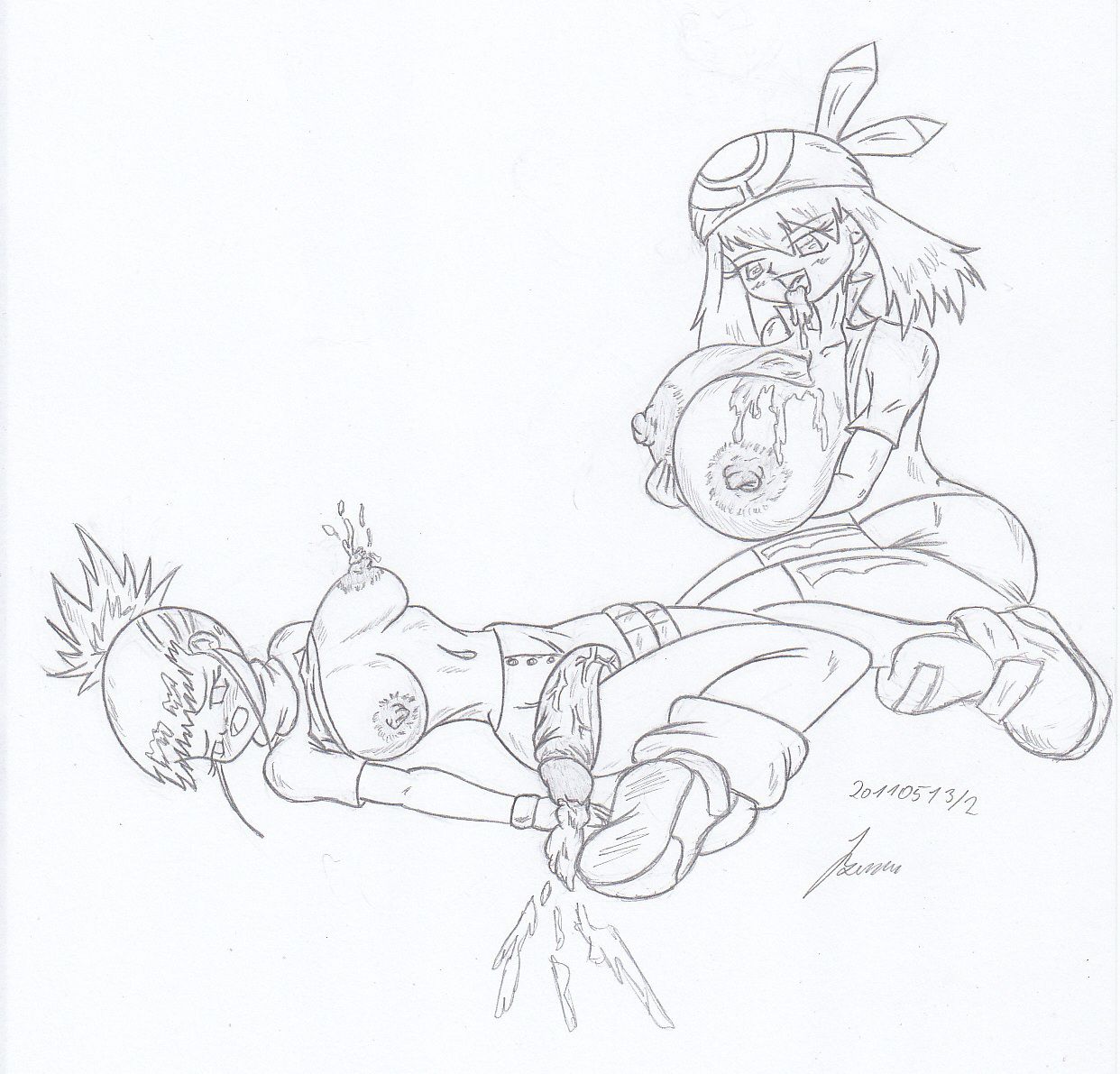 My miny Rika Nonaka_digimon tamers Sketches work_5 -  1/3 (May Milk 2 - Rika meets May) 9