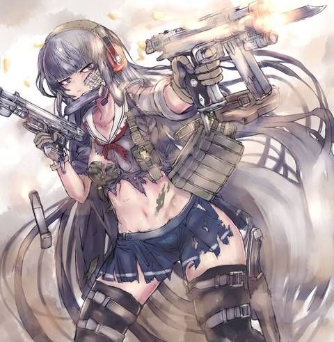 [55 sheets] Two-dimensional fetish image collection of girls and guns. 18 [Gun rifle] 6
