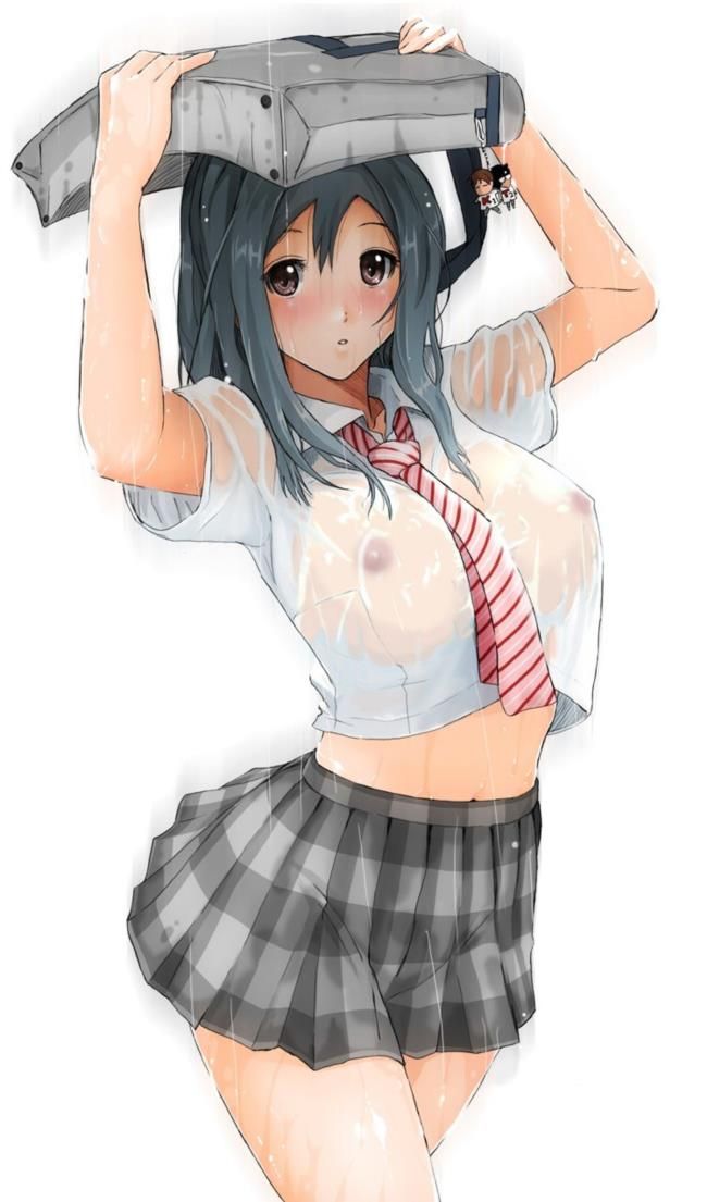 【Secondary erotic】 Here is an erotic image of a no-bra high school girl's nipples getting wet and sheer 1