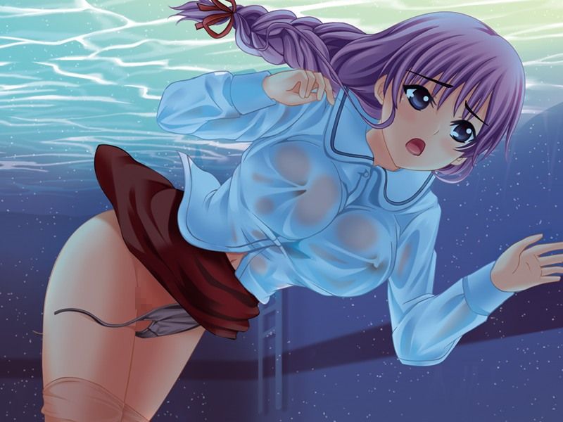 【Secondary erotic】 Here is an erotic image of a no-bra high school girl's nipples getting wet and sheer 27