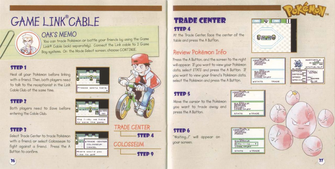 Pokemon Pocket Monsters Blue Version Gameboy Nintendo/Gamefreak Manual 20