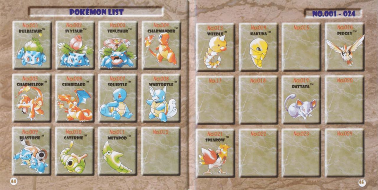 Pokemon Pocket Monsters Blue Version Gameboy Nintendo/Gamefreak Manual 24