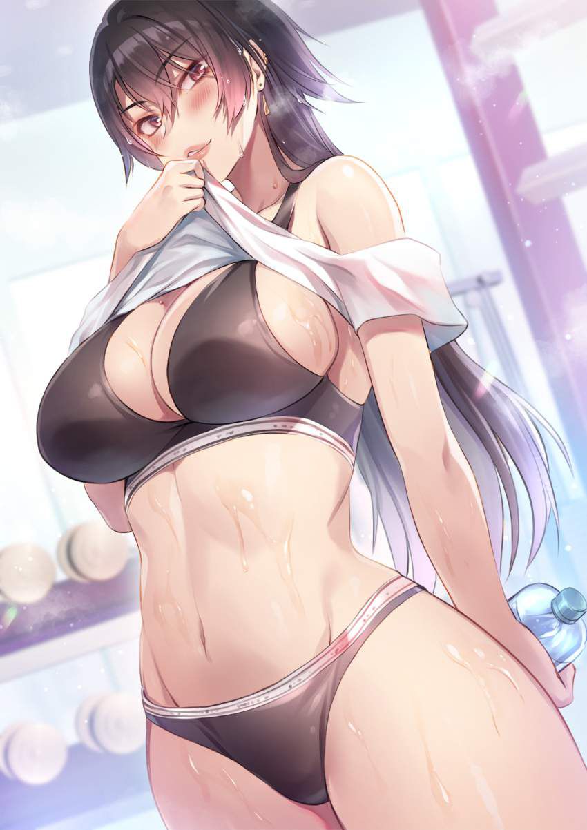 [Beware of heat stroke! ] Secondary erotic image of a girl hydrating during a break from exercise 38
