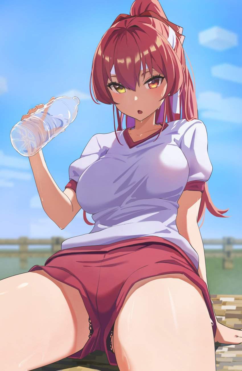 [Beware of heat stroke! ] Secondary erotic image of a girl hydrating during a break from exercise 39
