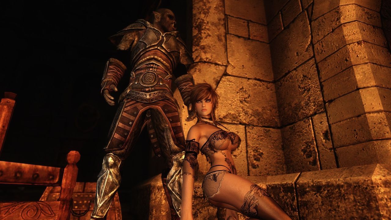 Skyrim (red orc and big titty girl) 3