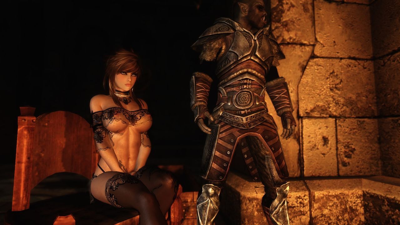 Skyrim (red orc and big titty girl) 8