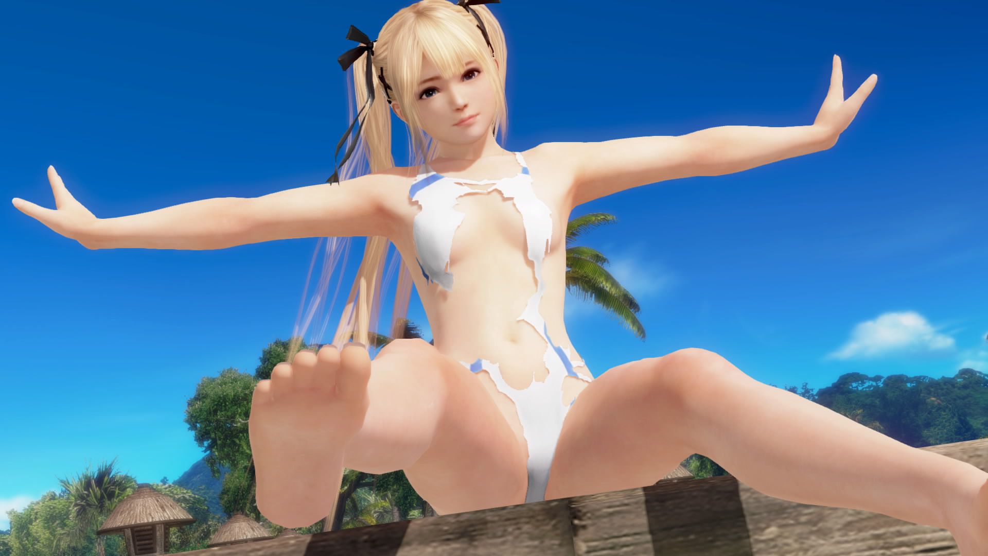 DOAX3 競女! I photograph the gravure with a collaboration swimsuit (haze, Marie Rose, colored leaves) 13