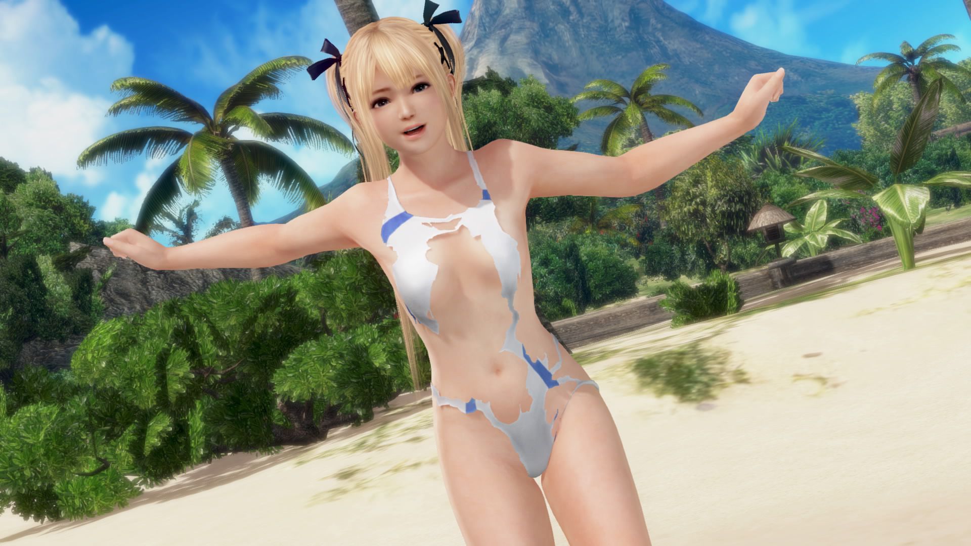 DOAX3 競女! I photograph the gravure with a collaboration swimsuit (haze, Marie Rose, colored leaves) 14