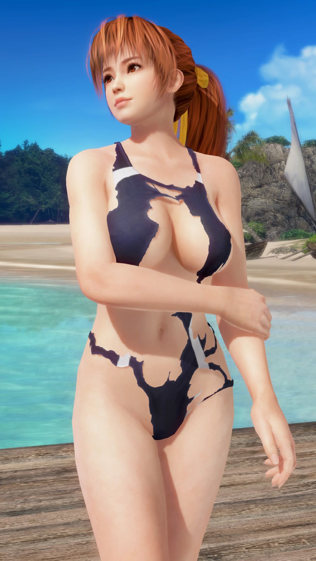 DOAX3 競女! I photograph the gravure with a collaboration swimsuit (haze, Marie Rose, colored leaves) 6