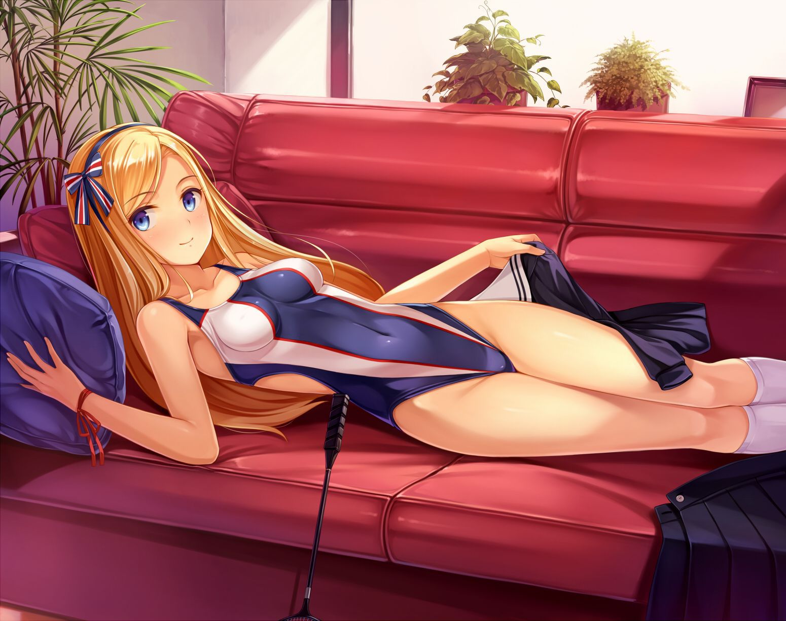 [relaxation] the second image of girls who lie at full length, and relax in a sofa 19