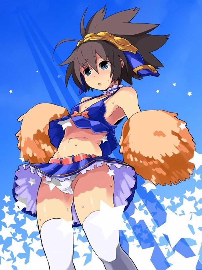 Please give me the image of the cheer leader whom underwear does from a miniskirt for an instant! 38