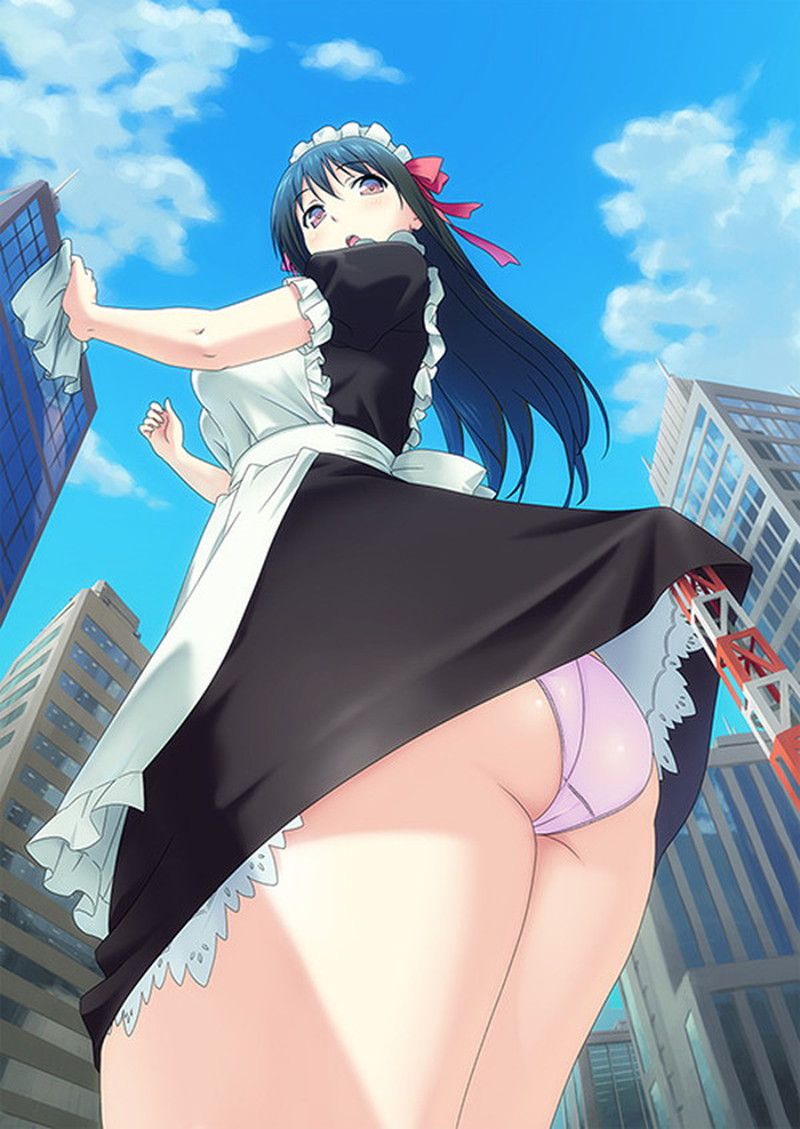 Please show the image which a maid tucks up a skirt, and shows underwear! 29