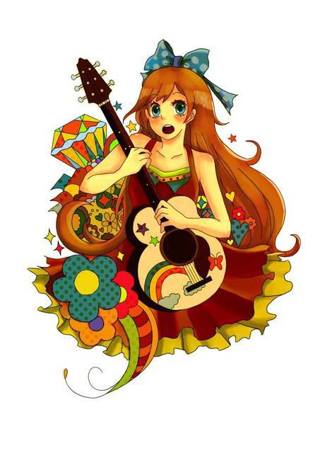 Two-dimensional fetish images of girls [55 cards: playing musical instruments. 2 [music] 14