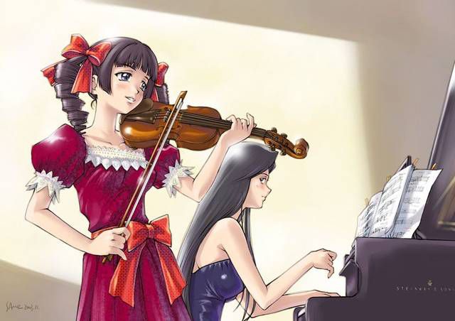 Two-dimensional fetish images of girls [55 cards: playing musical instruments. 2 [music] 21