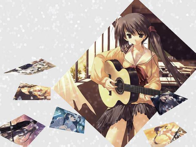 Two-dimensional fetish images of girls [55 cards: playing musical instruments. 2 [music] 6