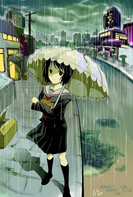 Two-dimensional girl guide I bring an umbrella [54 photos]. 5 [rain] 50