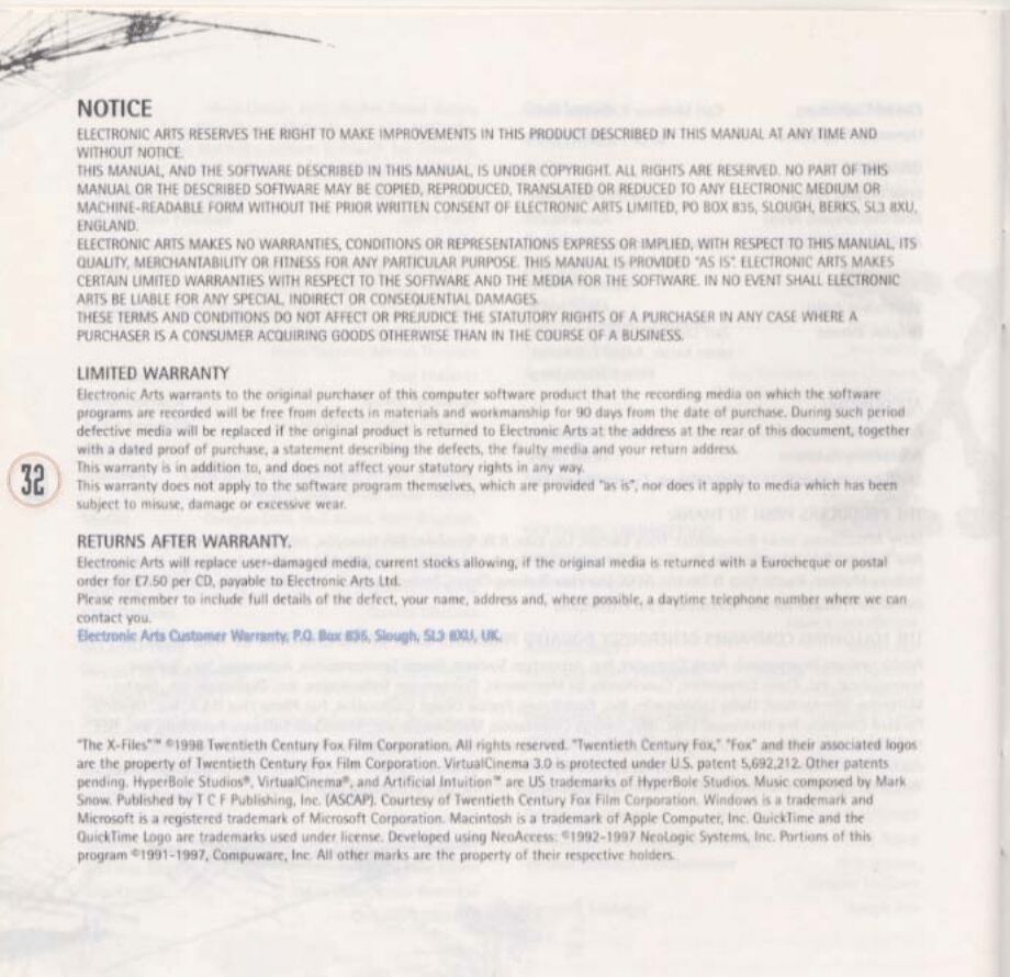 The X-Files (PC (DOS/Windows)) Game Manual 33