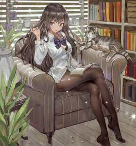 Cute dark-haired two-dimensional images. 11