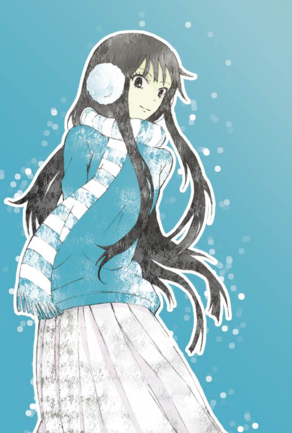 Illustration of a girl wearing a scarf 50 sheets 37