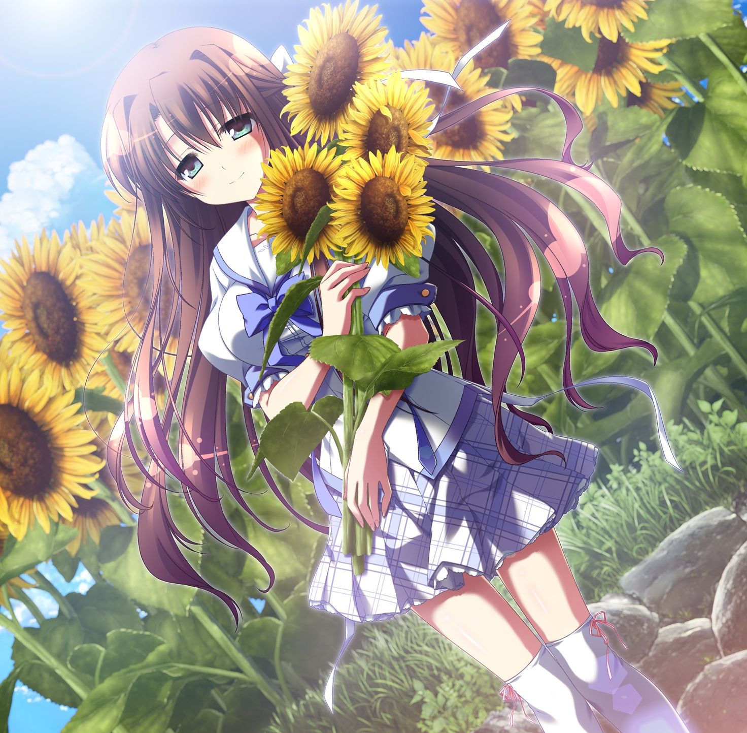 [Secondary, ZIP] summer 2: girl with a sunflower or image summary 12