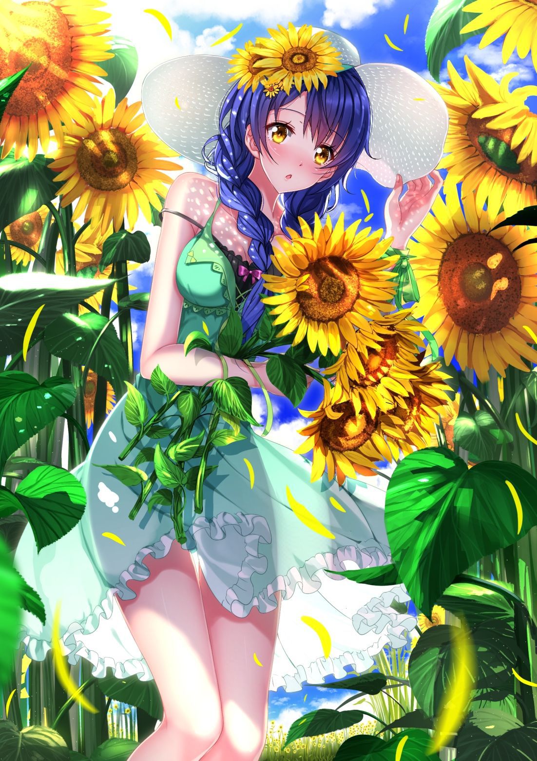 [Secondary, ZIP] summer 2: girl with a sunflower or image summary 13