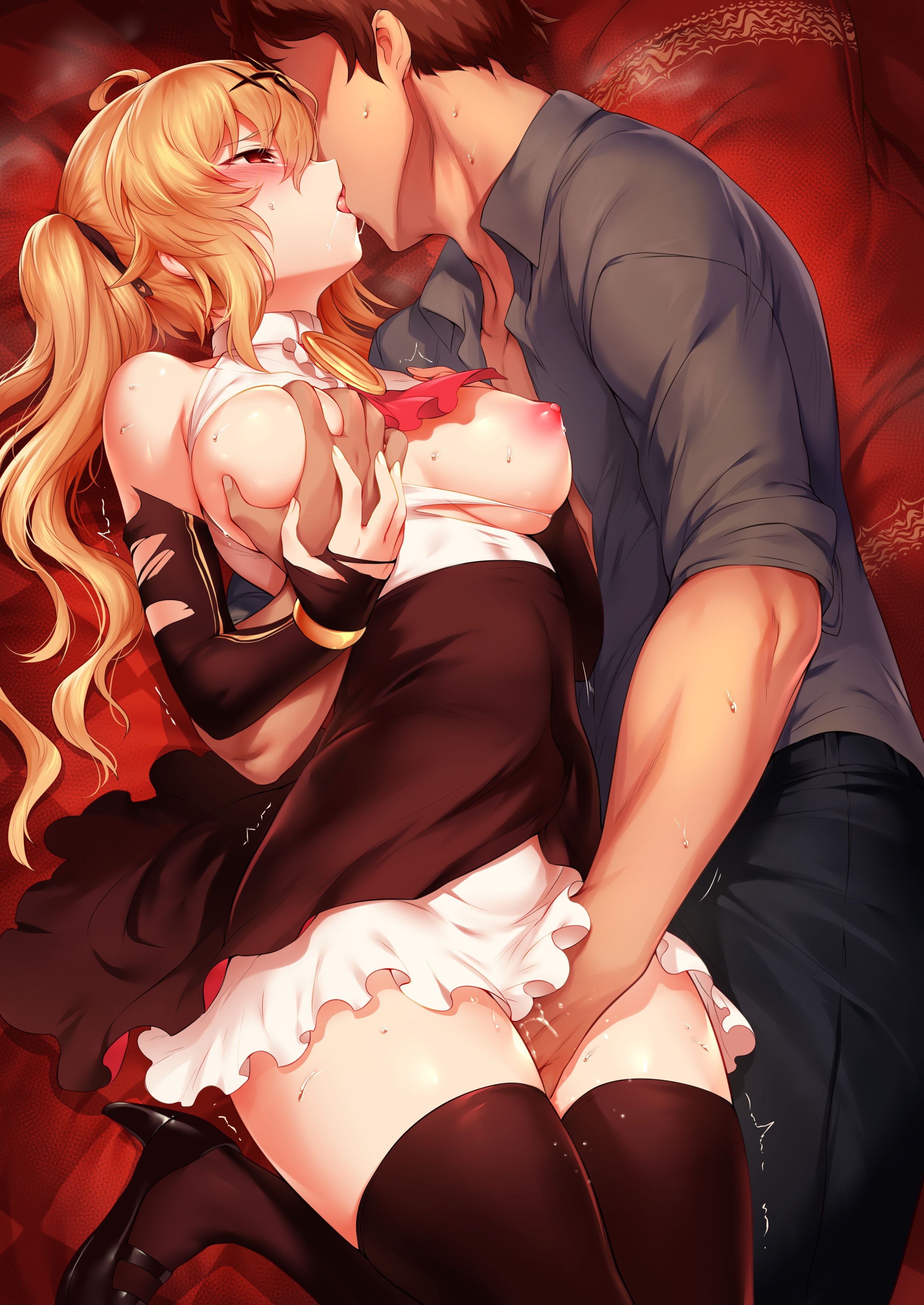 【Erotic Anime Summary】 Erotic image collection of beautiful women and beautiful girls who are made comfortable with hand men 【50 sheets】 39