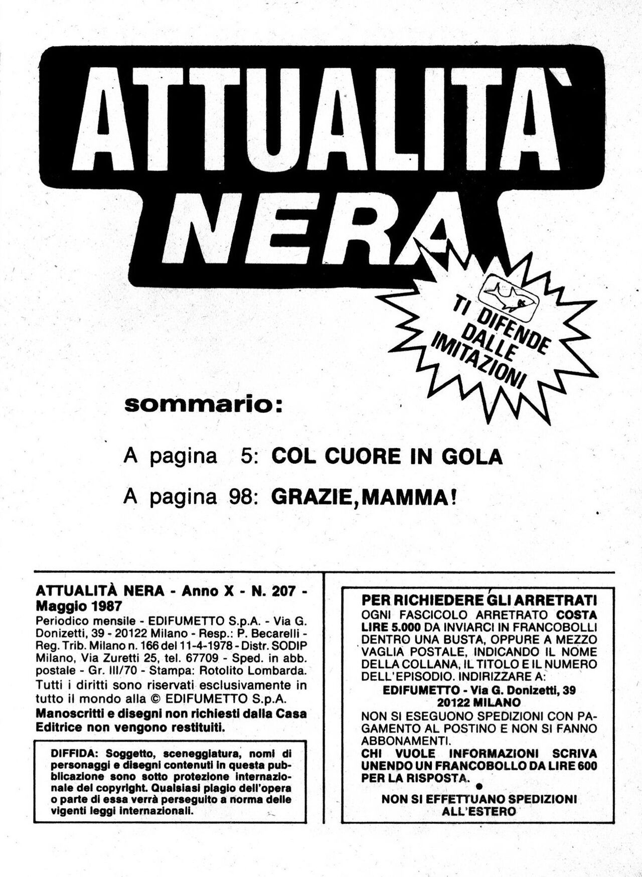 Attualita Nera 207 - Col Cuore in Gola [Italian] 3