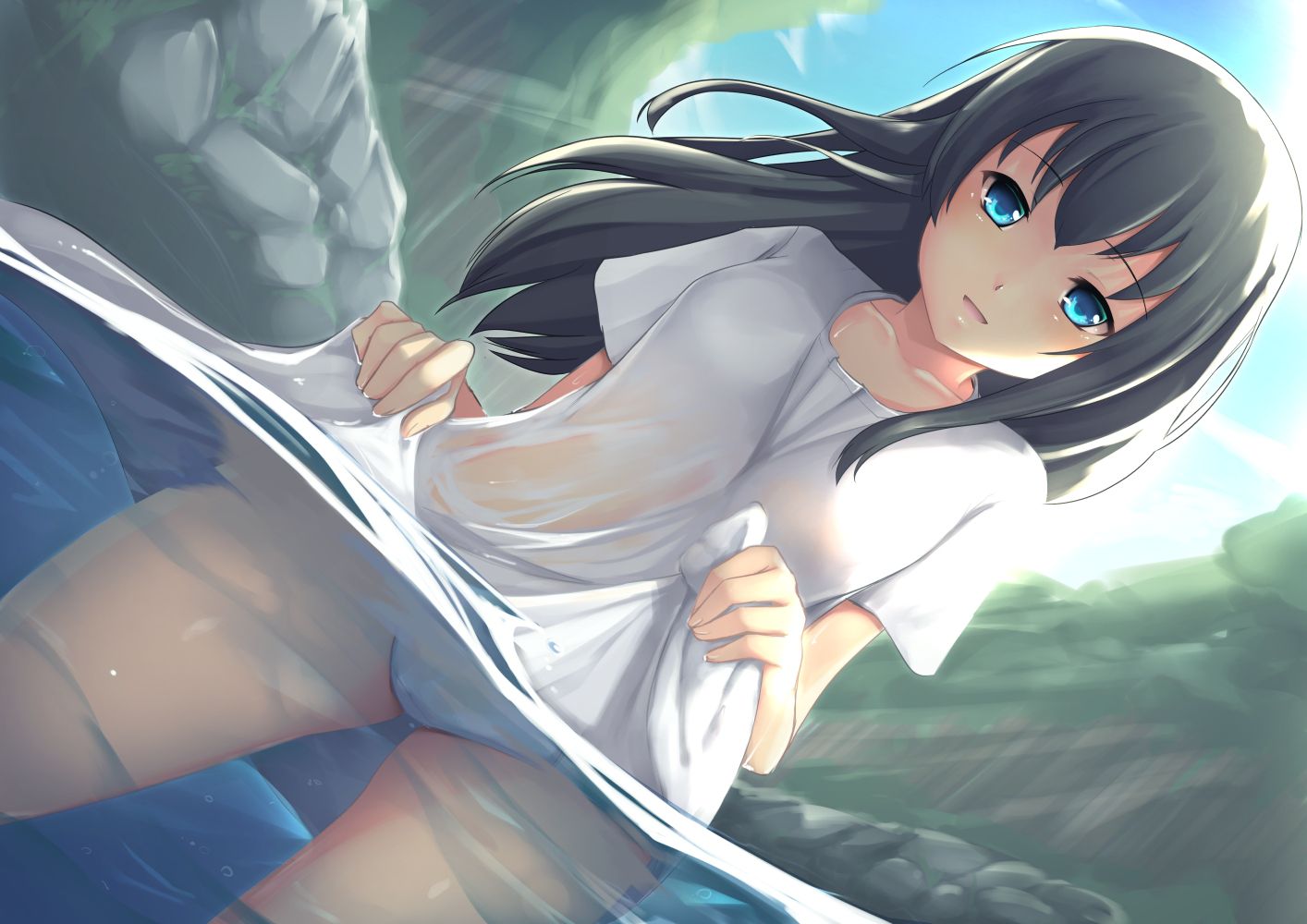 【Erotic Anime Summary】 Beautiful women and beautiful girls who look various things with wet sheer transparency 【50 sheets】 16