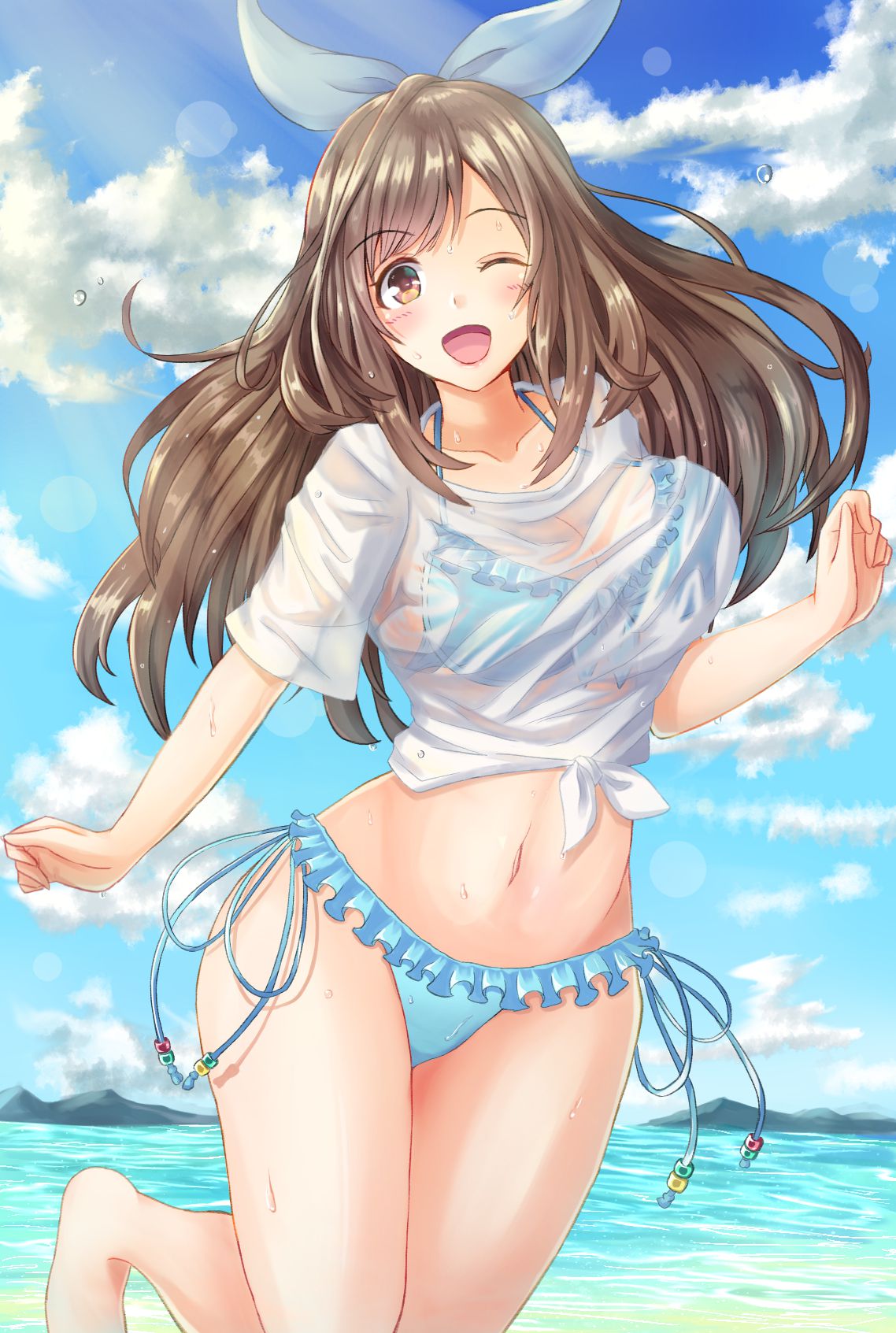 【Erotic Anime Summary】 Beautiful women and beautiful girls who look various things with wet sheer transparency 【50 sheets】 17