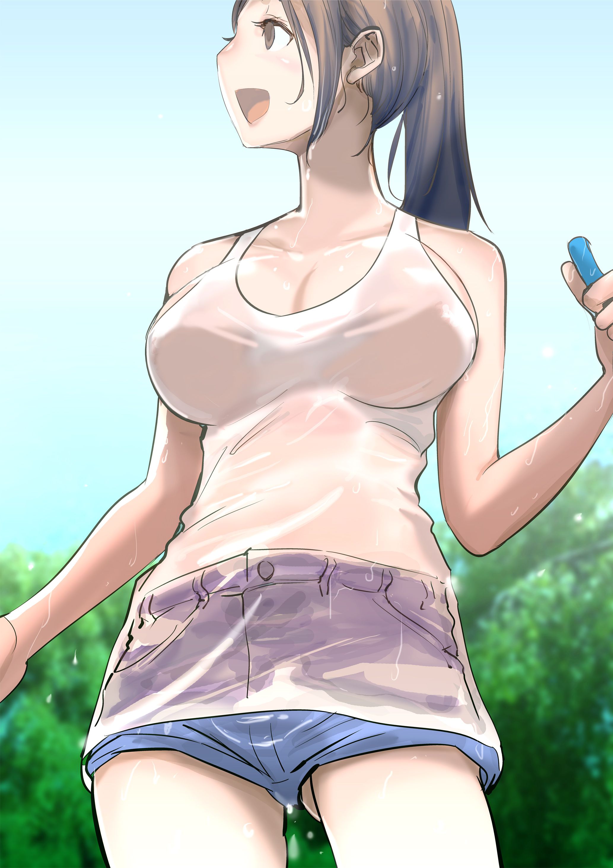 【Erotic Anime Summary】 Beautiful women and beautiful girls who look various things with wet sheer transparency 【50 sheets】 20