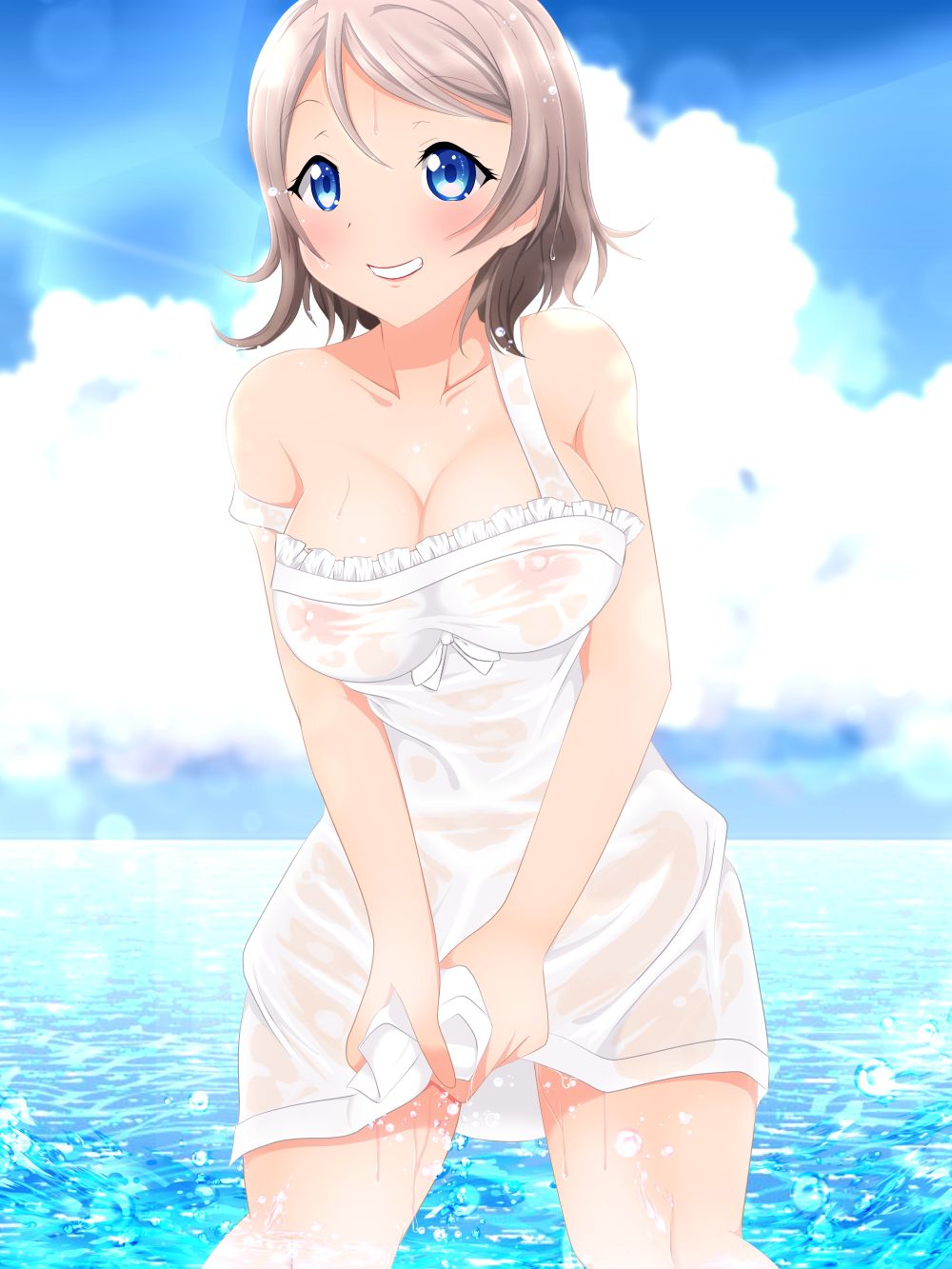 【Erotic Anime Summary】 Beautiful women and beautiful girls who look various things with wet sheer transparency 【50 sheets】 21