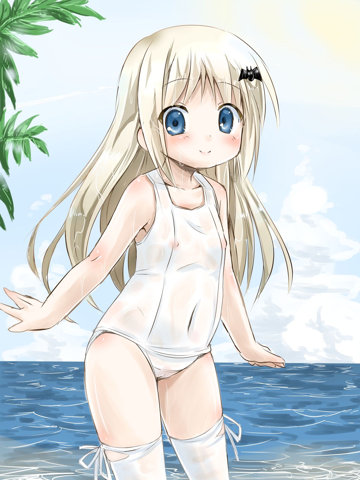 [Karma resigned himself] you can see through nipples! Secondary erotic images of such white swimsuit 1
