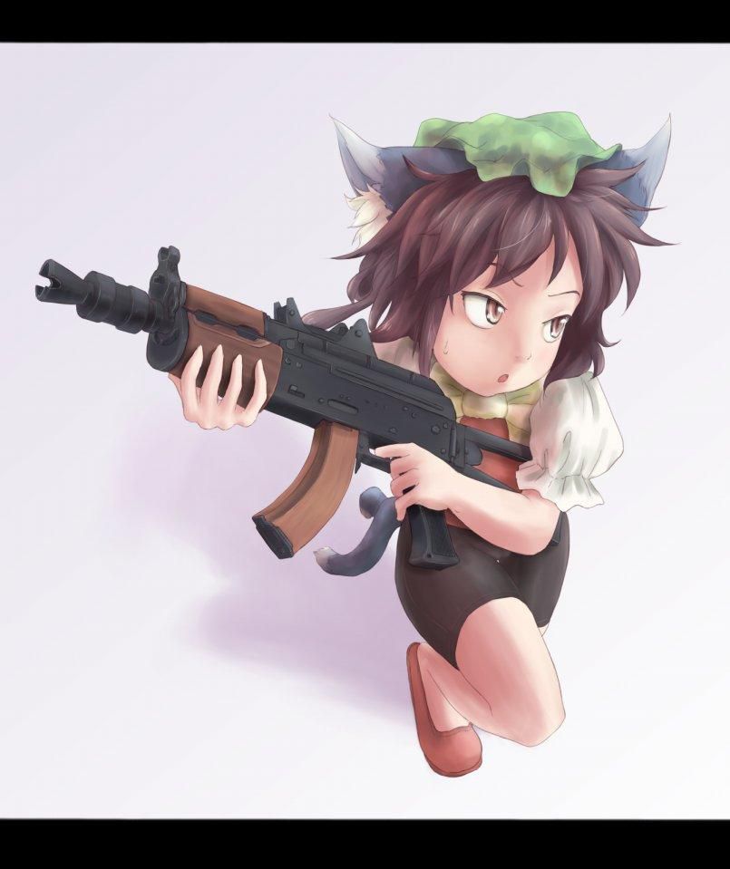 [Secondary] cute looks strong, the picture of the girl with a gun 44