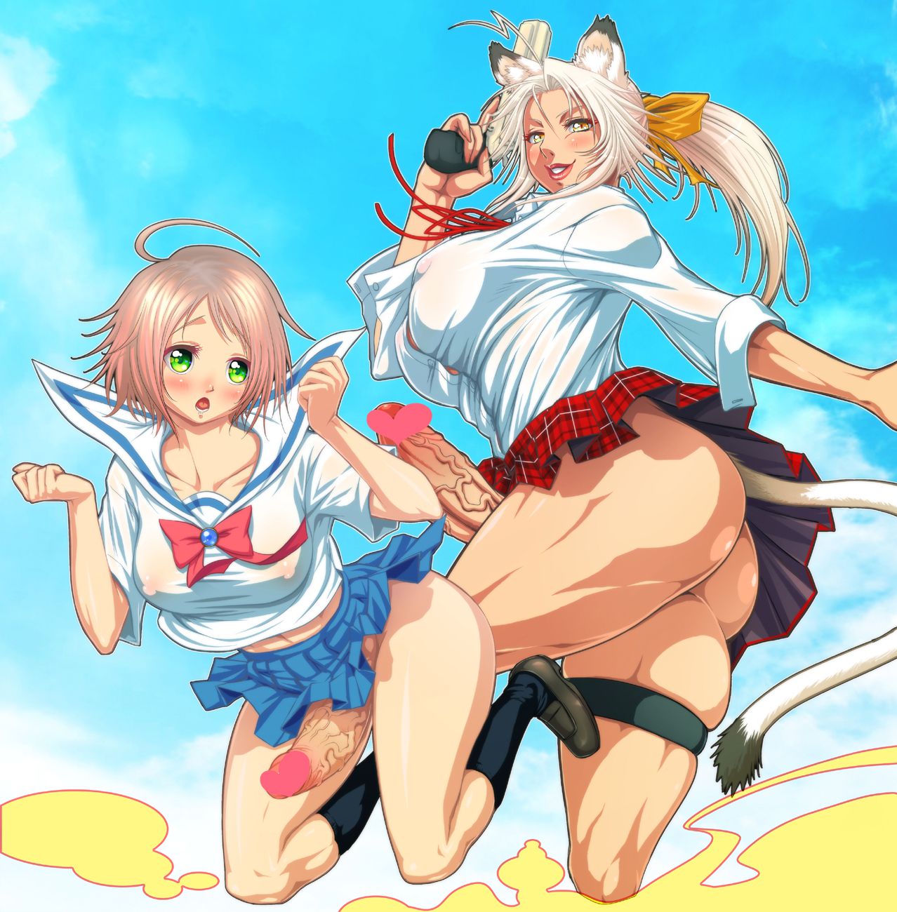 Cat girls with dick (futanari, catgirls) 8