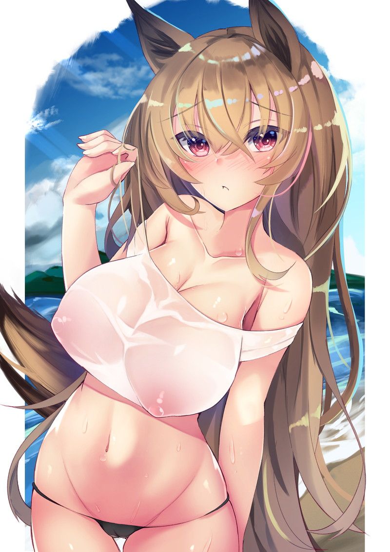 【Secondary】Erotic image of wet clothes sticking to the no-bra and the nipples are squeezy 16