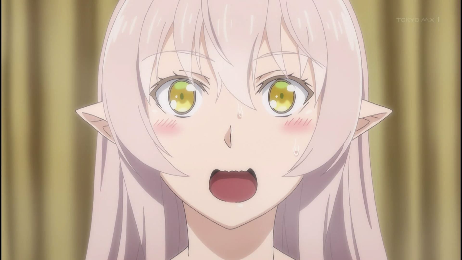 In episode 6 of the anime "Skeleton Knight, I'm Going Out to Another World" a girl takes off her clothes and looks completely naked and erotic 18
