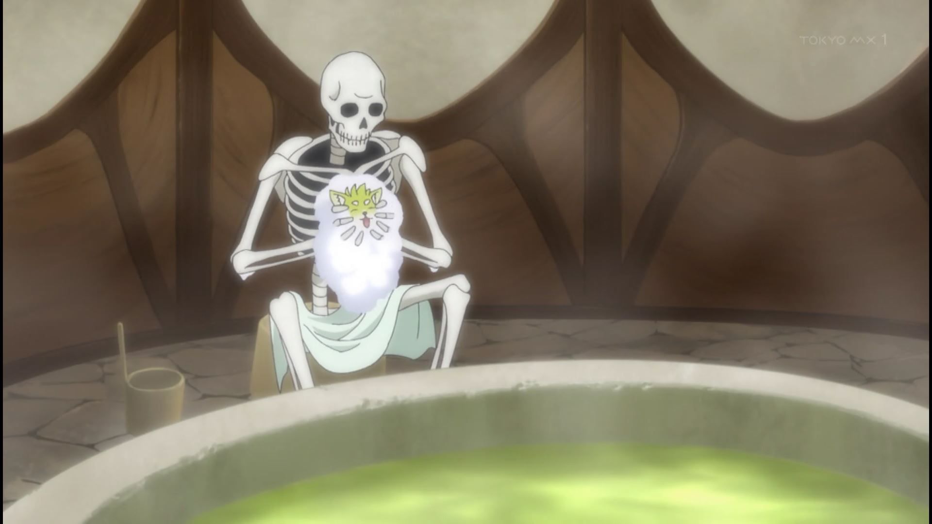 In episode 6 of the anime "Skeleton Knight, I'm Going Out to Another World" a girl takes off her clothes and looks completely naked and erotic 7