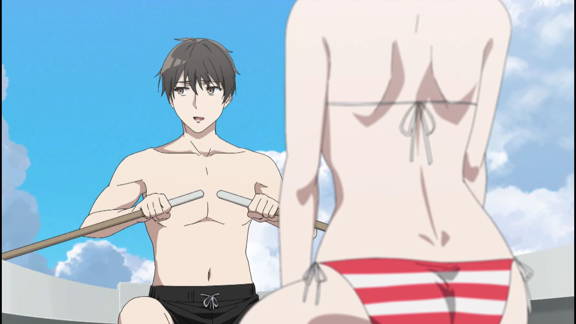 The anime "The Detective is already dead." Erotic boob and butt whiplash swimsuit scene in episode 5! 14