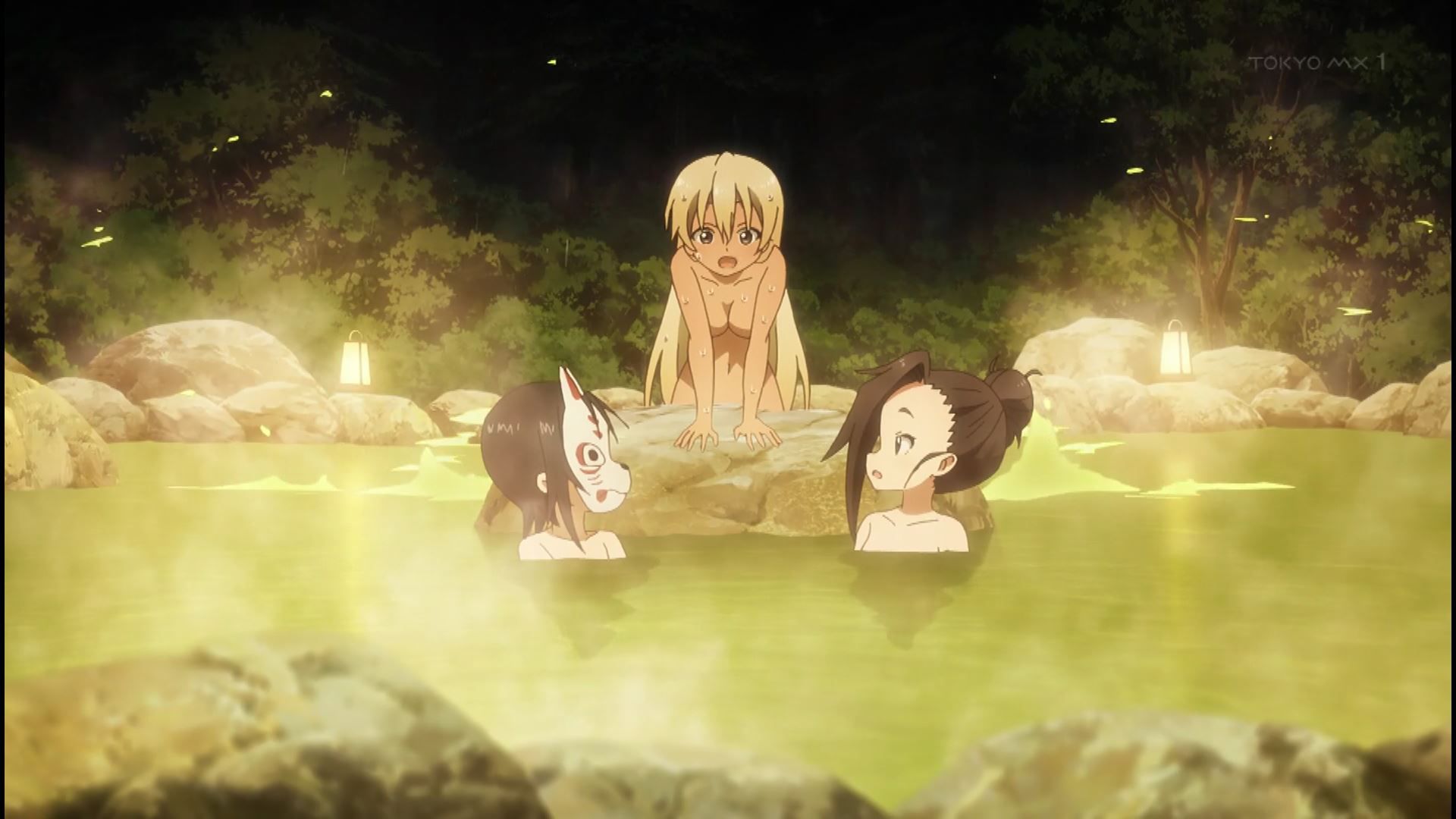 In episode 6 of the anime "Kunoichi Tsubaki no Breast Uchi", the girl's small breasts are seen in a full view erotic bathing scene, etc! 17