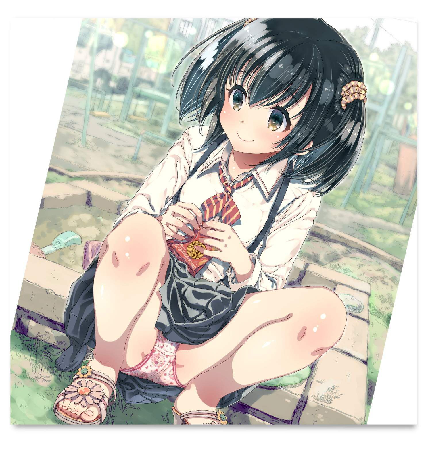 "Where are you looking~?" A soft-looking defenseless crotch image ♪ of a girl squatting with her eyes 12