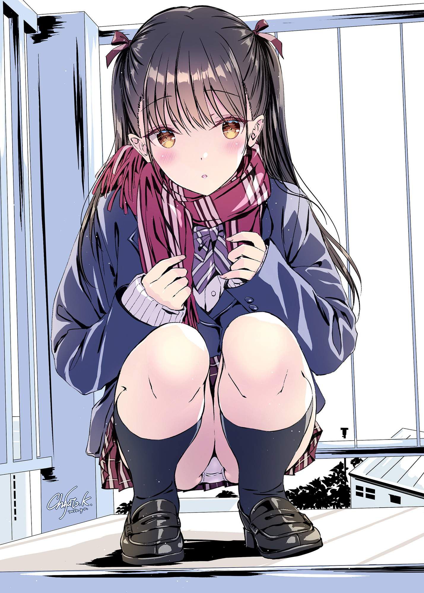 "Where are you looking~?" A soft-looking defenseless crotch image ♪ of a girl squatting with her eyes 17