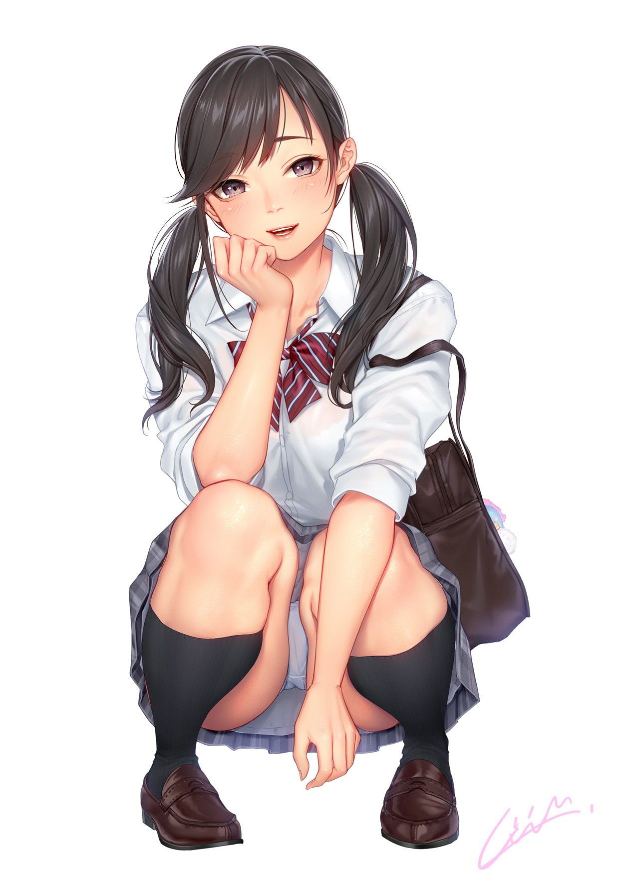 "Where are you looking~?" A soft-looking defenseless crotch image ♪ of a girl squatting with her eyes 19