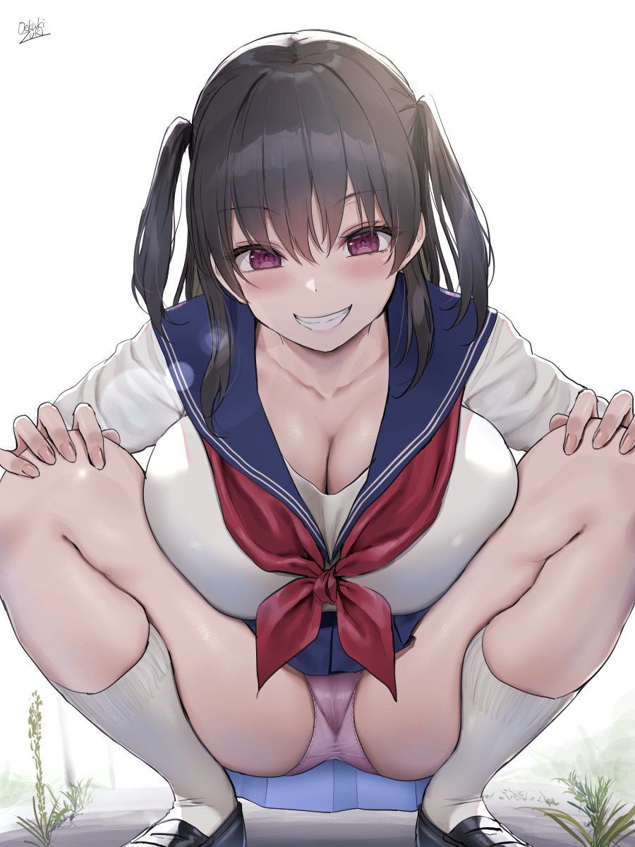 "Where are you looking~?" A soft-looking defenseless crotch image ♪ of a girl squatting with her eyes 4